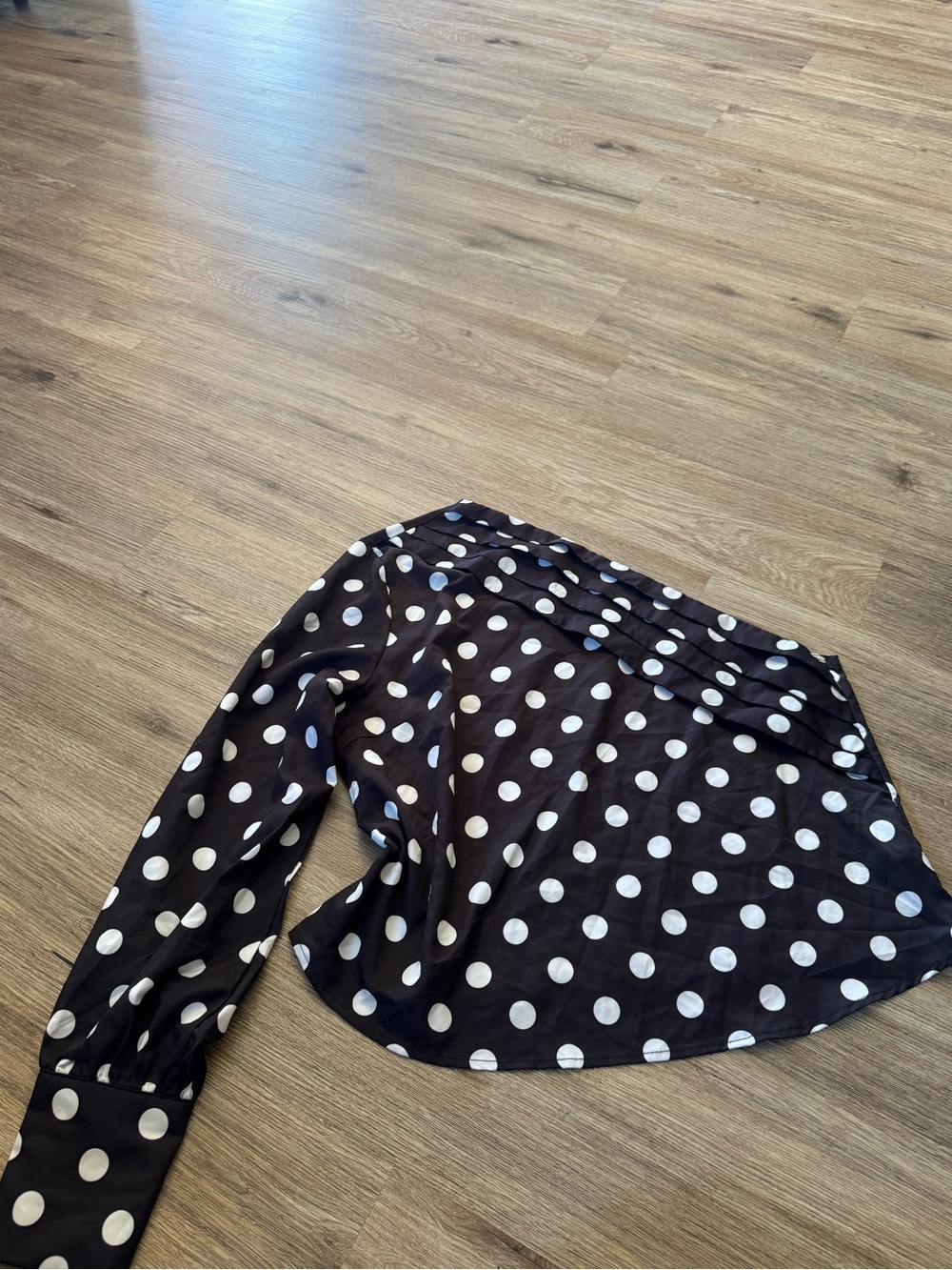 Women’s Black Polka Dot Long-Sleeve Blouse